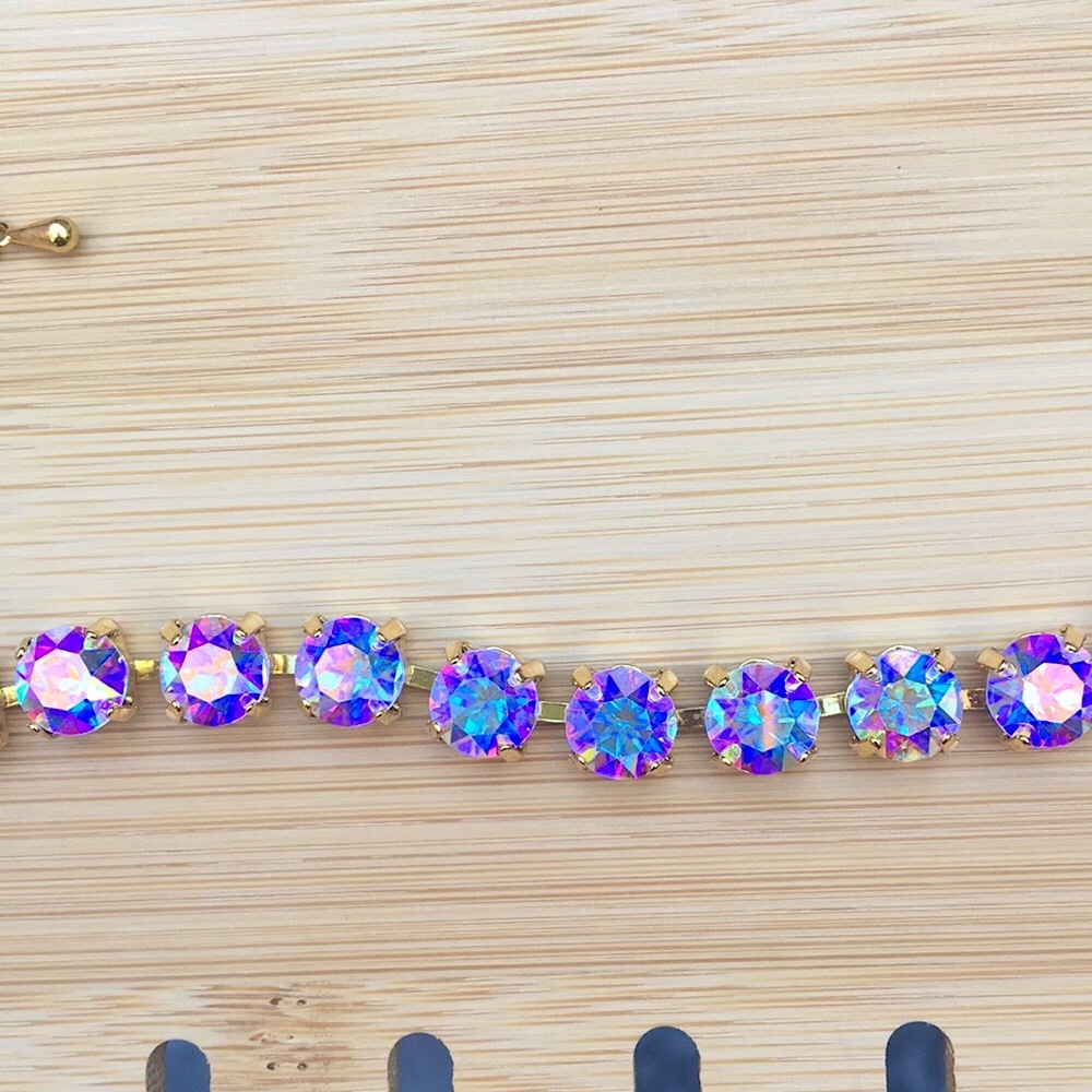 Aurora Borealis + Gold Crystal Tennis Bracelet - Picture 13 of 16